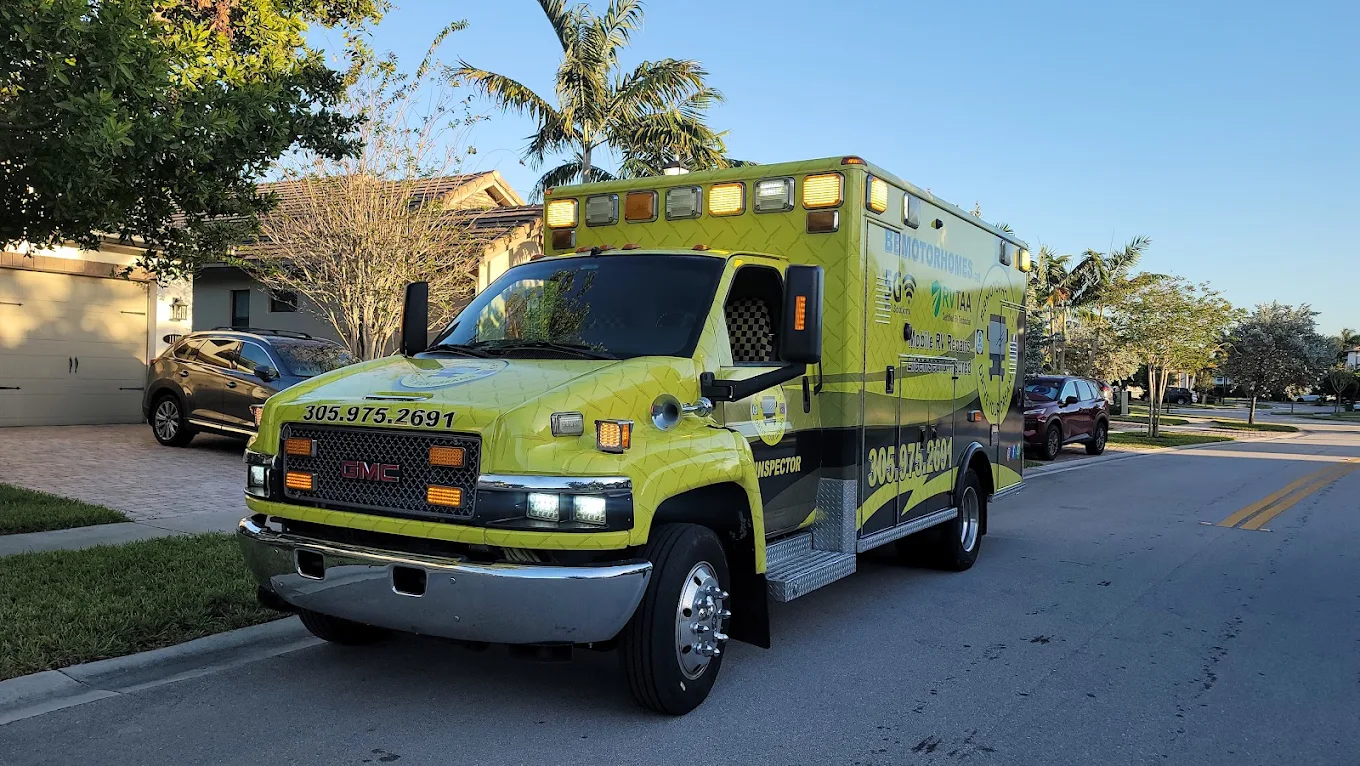BB Motorhomes mobile RV repair unit arriving for a South Florida service call